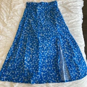 Brand new blue and white floral midi skirt